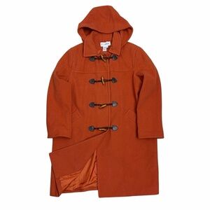 VINTAGE JG HOOK 90s Orange WOOL Retro Long Trench Pea Coat Womens 18